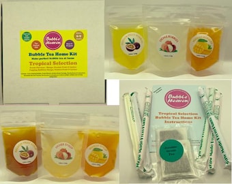 Boba Bubble Tea Make at Home Kit makes 6-12 Extra Large Fruity Tropical Drinks