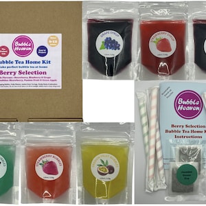 Boba Bubble Tea Make at Home Kit makes 6-12 Extra Large Fruity Berry Drinks