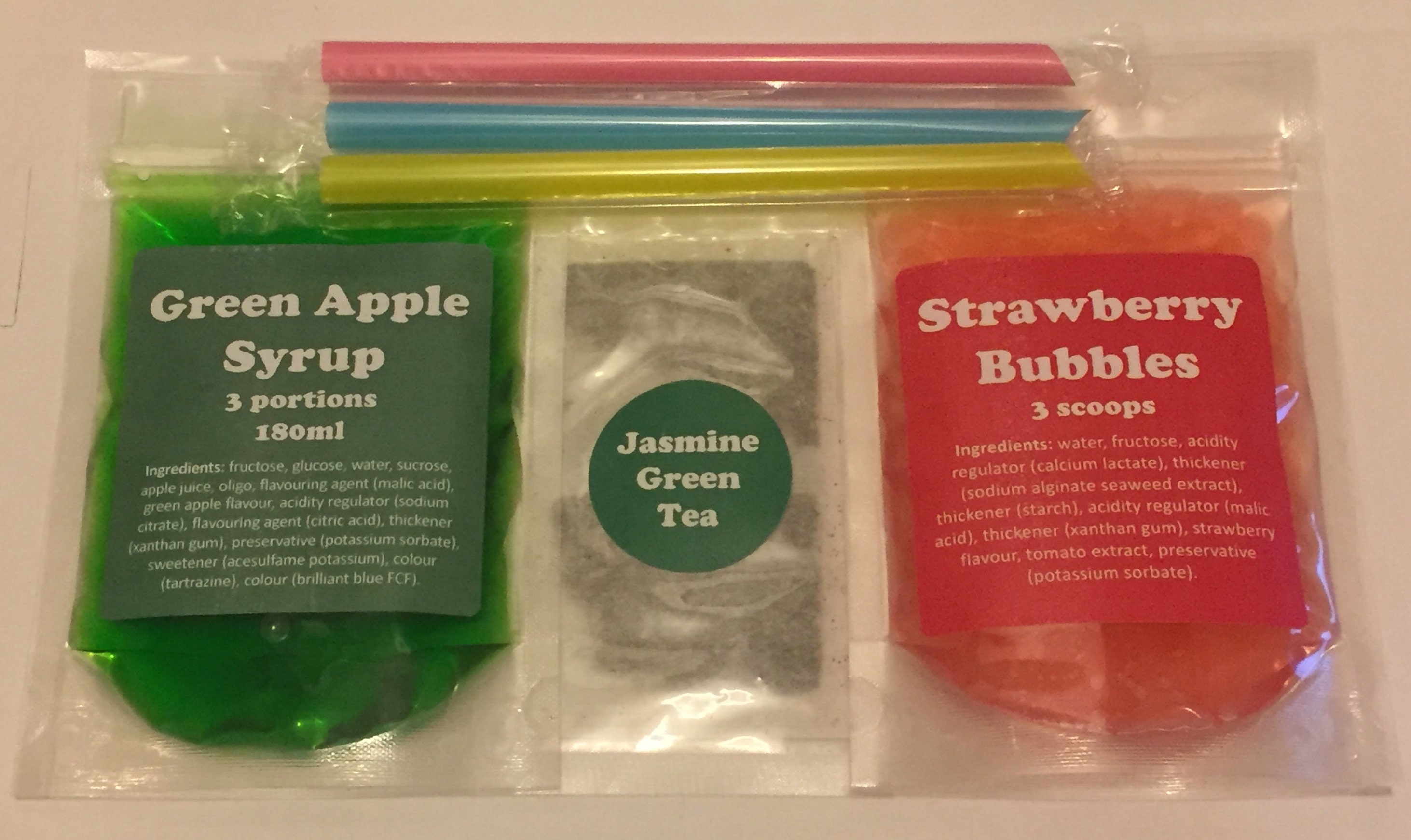 Fruity Green Apple Bubble Tea with Strawberry Popping Bobas Etsy