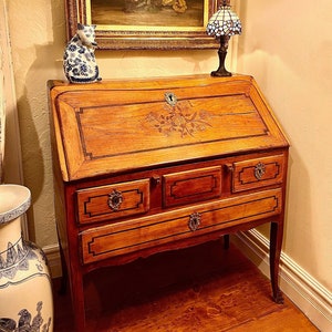 Rare Petite 18th Century French Provincial Slant Desk with Hidden Compartment