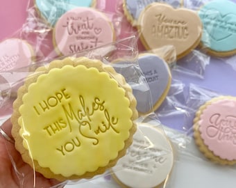 Positivity Iced Shortbread Biscuit | Smile Hugs Biscuit | Vegan Letterbox Gift