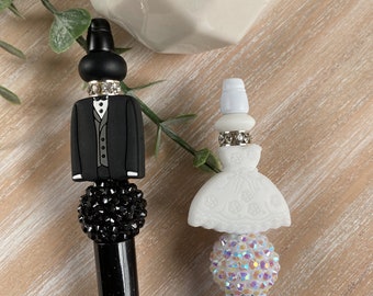 Bride or Groom Beaded Pens | Silicone Beaded Pens | Silicone Beads | Ballpoint Pen| Gift Giving