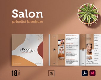 Beauty Salon Menu Template | Services and Pricing Guide Template | Printable Services Menu Template | Gift Card | Square Brochure