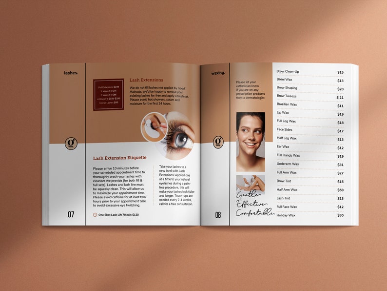 Shop Beauty Salon Menu Template | Services and Pricing Guide Template | Printable Services Menu Template
