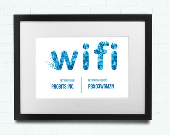 Editable Wifi Password Sign: Printable Guest Room Decor (PDF/Illustrator)