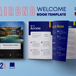 Beach House Airbnb Welcome Book Template: Vacation Rental Guide (12 Page Word + Canva)