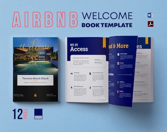 Beach House Airbnb Welcome Book Template: Vacation Rental Guide (12 Page Word + Canva)