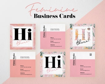 Hi There Feminine Business Card | Beauty Business Card Template | Spa Business Card | Woman Business Card (Free Customization)