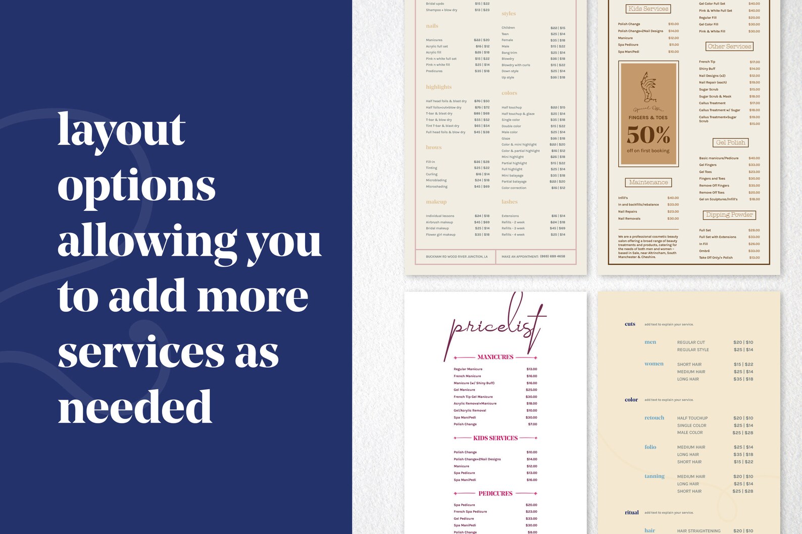 Salon Menu Template Editable Beauty Salon Price List Etsy Canada