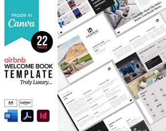 22-Page Airbnb Welcome Book Template: Luxury Vacation Rental (Canva, PDF, Word, InDesign)