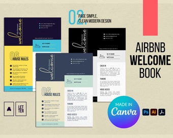 Vacation Rental Guidebook Template | Airbnb Welcome Book Template | Airbnb House Rules Template | Airbnb House Manual Template - Canva