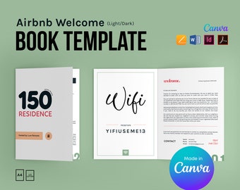 Airbnb Welcome Book Template: Vacation Rental Guide (Canva, InDesign, Word, Pages, PDF)