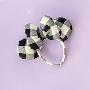 Black & White  Plaid Minnie Ears