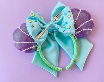 LITTLE MERMAID Mouse Ears Headband, Iridescent Bow Mickey  display picture 2