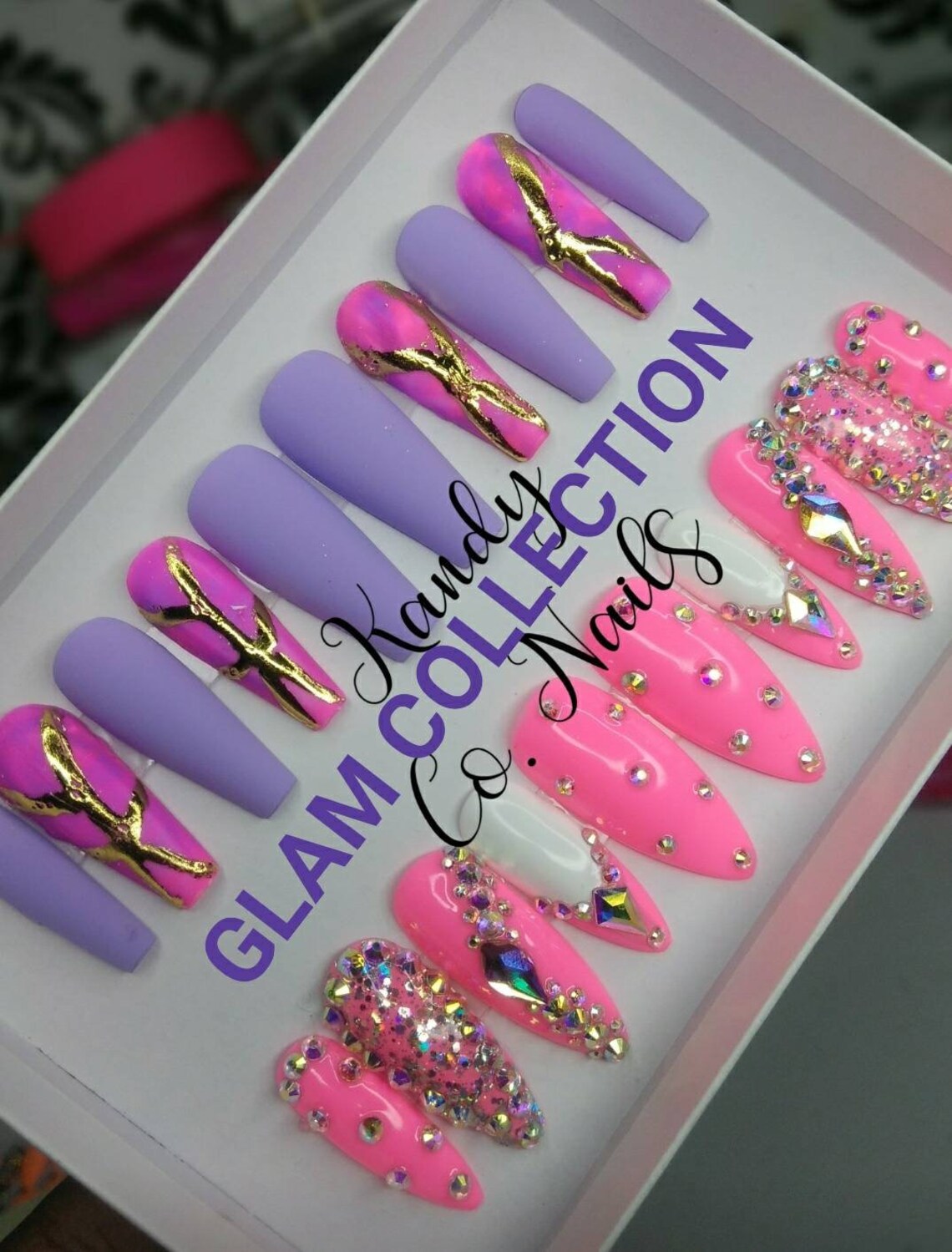 Kandy Co Nails Glam Collection Lavender Nails Purple Etsy