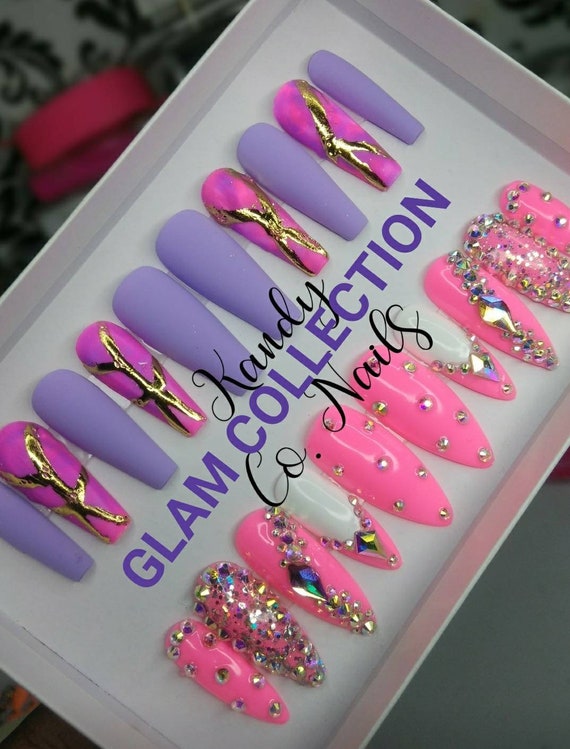 Kandy Co Nails Glam Collection Lavender Nails Purple Etsy