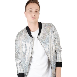 Chaqueta bomber ligera blanca para hombre, ropa exterior de satén acolchada  de seda escorpión bordada, Blanco