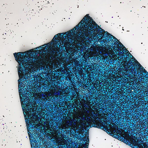 Legging holographique turquoise pour enfant | D I S C O B A B A B Y