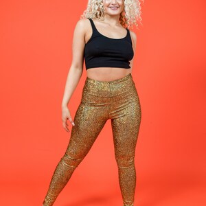 Gold Holographic Disco Mermaid High Waisted Leggings image 2