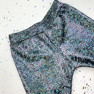Kids / Childrens Holographic Black Sparkly Leggings | D I S C O B A B Y