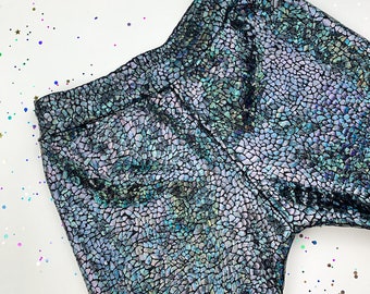 Kids / Childrens Holographic Black Sparkly Leggings | D I S C O B A B Y