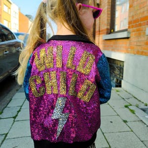 Chaqueta bomber disco holográfica personalizada para niños