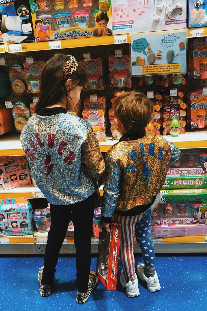 CUSTOM Kids Holographic Disco Bomber Jacket D I S C O B A B Y image 6