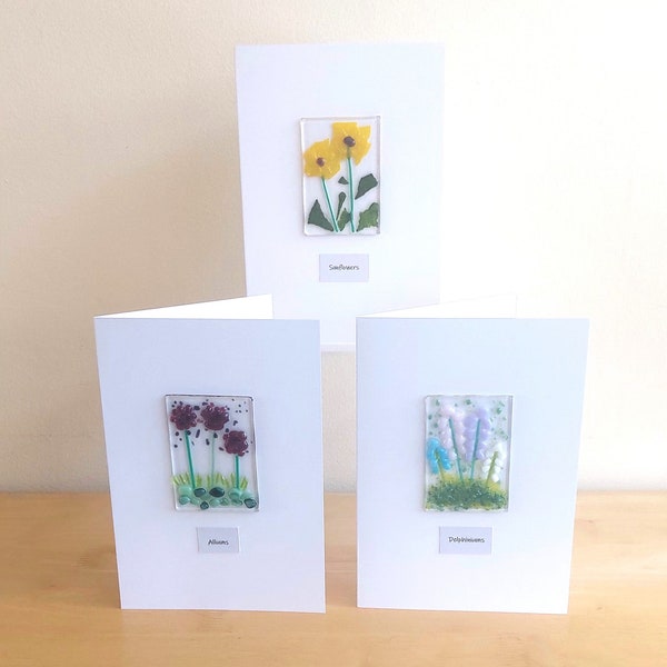 Glass Art, Greeting Cards, Fused Glass, Flowers