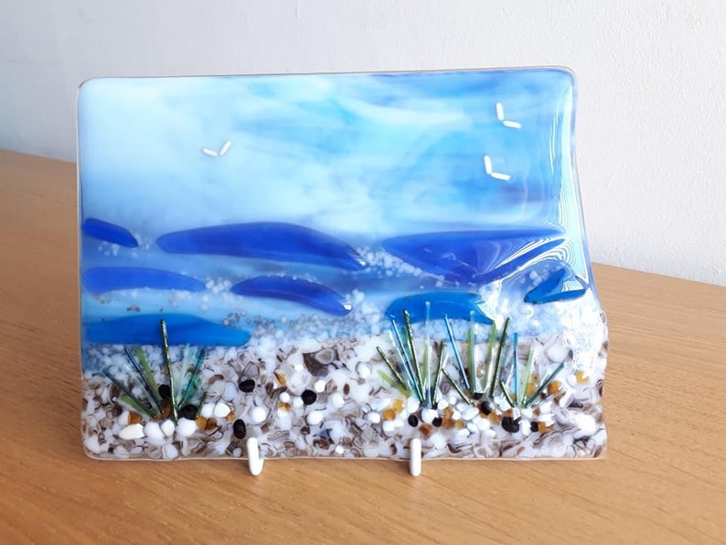 Glass Art Fused Glass Picture Beach Sea Ocean Waves Etsy