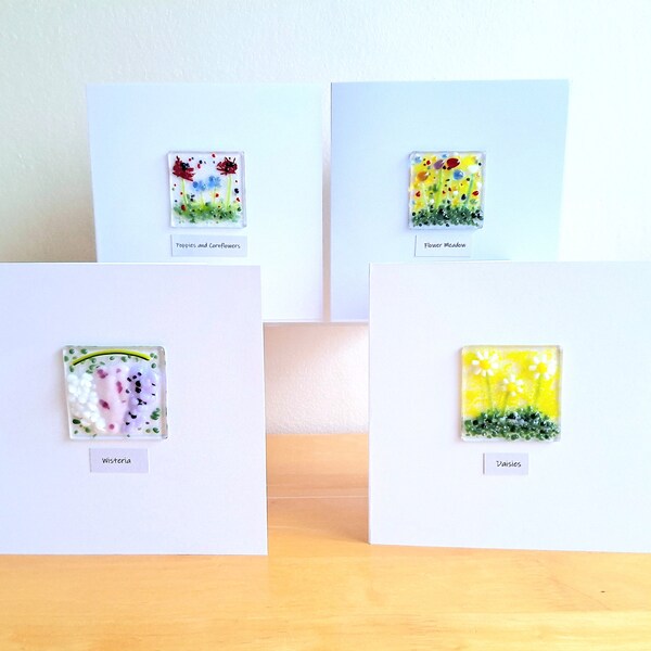 Glass Art, Fused Glass, Floral Greeting Cards