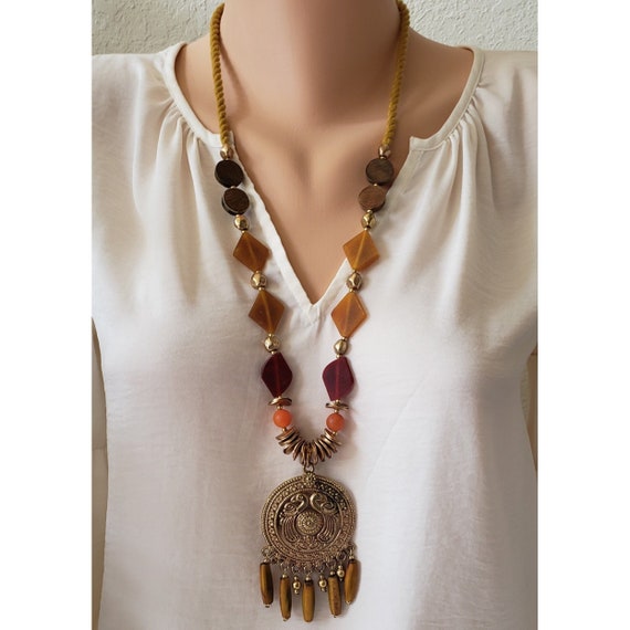 Buy Soulful Beaded Horn Pendant Charm Wood Online in Etsy