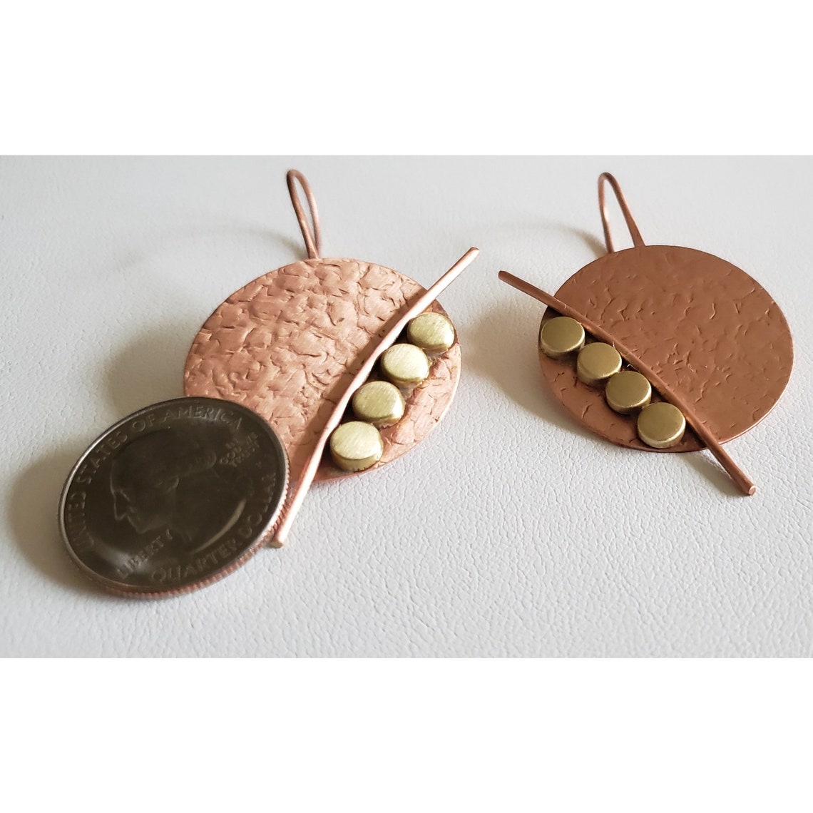 Round Dimpled Accented Copper Earrings Dimpled Copper - Etsy