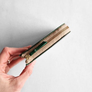 Compact zipper wallet Premium Italian Leather. Handmade Small Travel wallet. Minimalist pouch. Vegtan. Saddle stitched Leather cardholder image 3