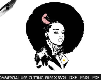 Afro Princess SVG: Black Woman Natural Hair Cut File
