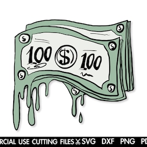 SVG di denaro che gocciola, SVG di 100 dollari che gocciola, Bucks SVG, Hustle SVG, Hustler SVG, Silhouette di banconote da 100 dollari SVG Cricut Sublimation