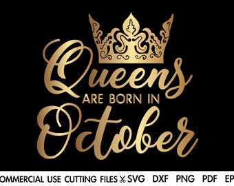 October Queen SVG: Birthday Gift, Afro Silhouette (Digital Download)