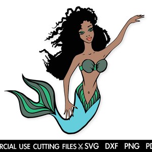 Afro Mermaid Svg, Black Mermaid Svg, Ocean Girl, Black Woman Clipart, Afro Woman Svg, Black Girl Magic Svg Cut File Silhouette Cricut Png