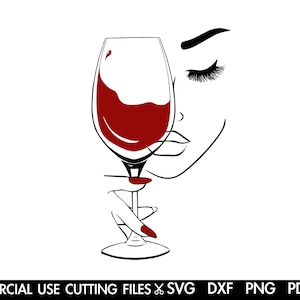 Frau mit Weinglas SVG: Beauty Silhouette (Digitaler Download)
