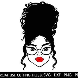 Girl With Eyeglasses SVG, Woman Face Svg, Cute Face Svg, Beautiful Face Silhouette, Pink Lips Svg, Face Svg, Lady Svg Cut File Cricut