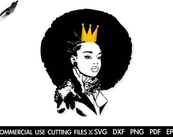 Afro Princess SVG: Black Queen Cut File (Digital Download)