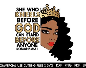 Black Woman Kneeling Before God SVG: Afro Prayer Design (Digital Download)