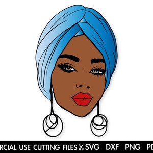 Afro Pretty Woman SVG, Turban African-American, Lady Nubian Queen Goddess Svg Png Dxf Vector Clipart Cricut Cut File Silhouette