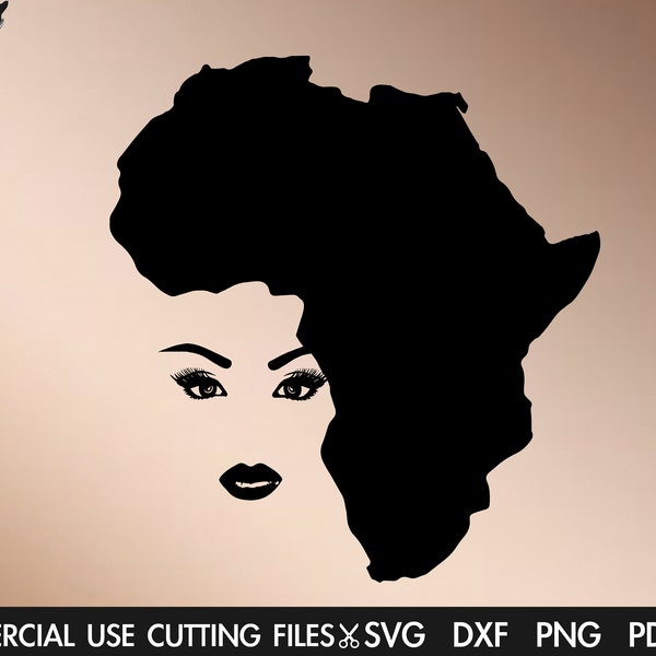 Africa Woman Silhouette SVG, Afro Svg, Black Woman Svg, Black Queen Svg, Afro Woman Svg, Dope Svg, African American Svg Cut File