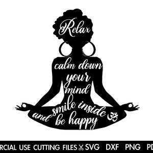 Afro yoga SVG, méditation Lotus Pose Svg, Afro Svg, Yoga Svg, Svg Zen, Yoga Lotus Svg, silhouette de fichier coupe Svg méditation femme noire