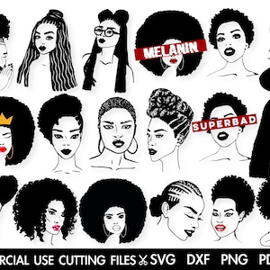 Afro SVG, Black Woman SVG, Black History Month SVG, Woman Svg, Afro Woman Svg, Black Queen Svg Cut File Silhouette, Cricut Svg/Dxf/Png/Pdf