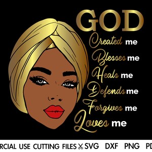 Schwarze Frau religiöse SVG: Gott hat mich geschaffen (Digitaler Download)