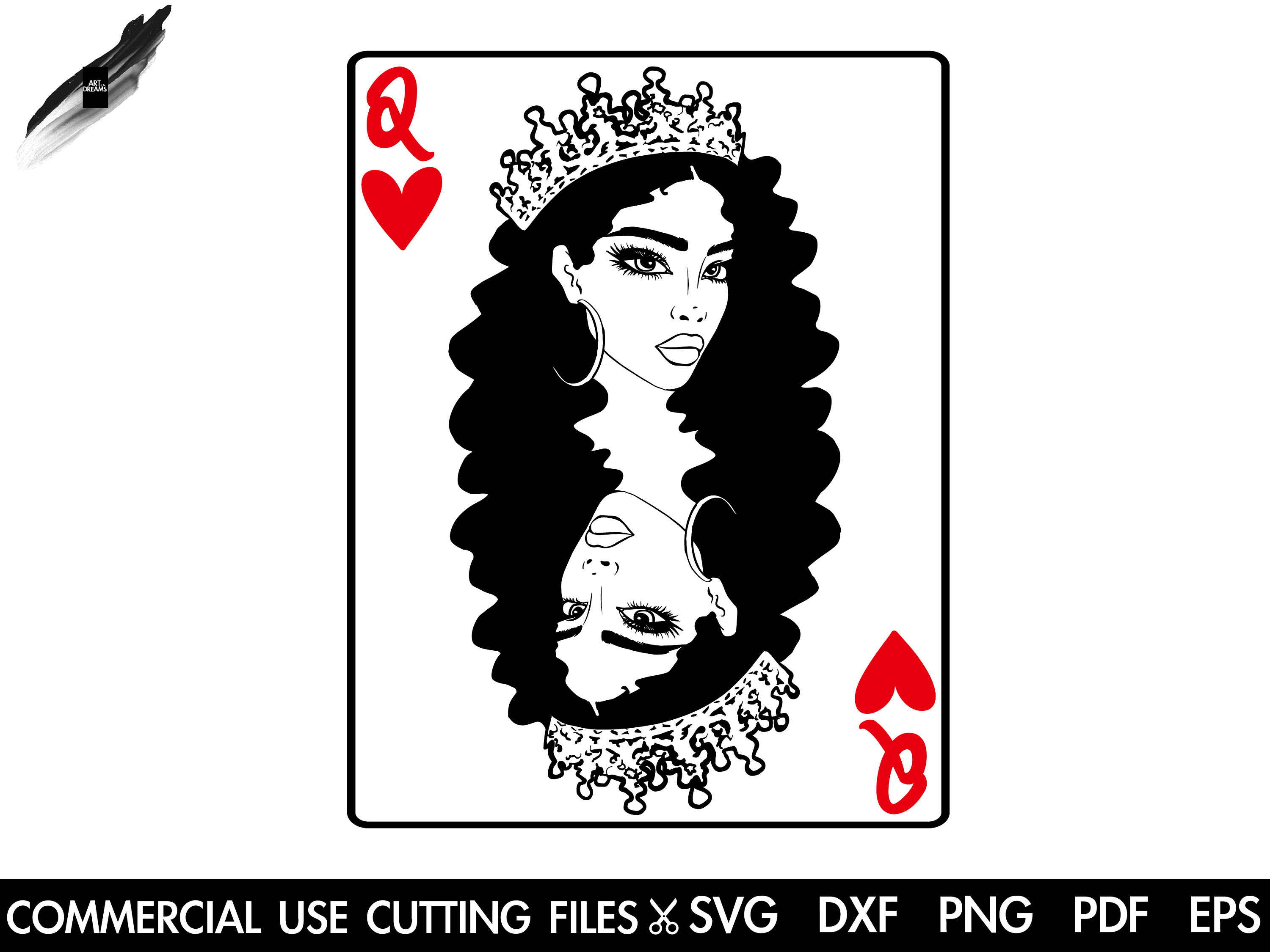 Queen of Hearts SVG Black Queen Card SVG Black Woman SVG Etsy UK