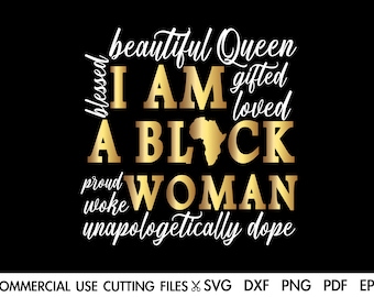 Sono una donna nera SVG - Design per il mese della storia dei neri (download digitale)