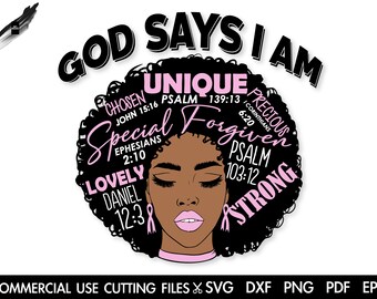 God Says I Am - Black Woman SVG - Unique Chosen Forgiven (Digital Files)