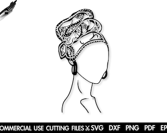 Woman with Turban SVG: African American, Melanin Princess (Digital Download)